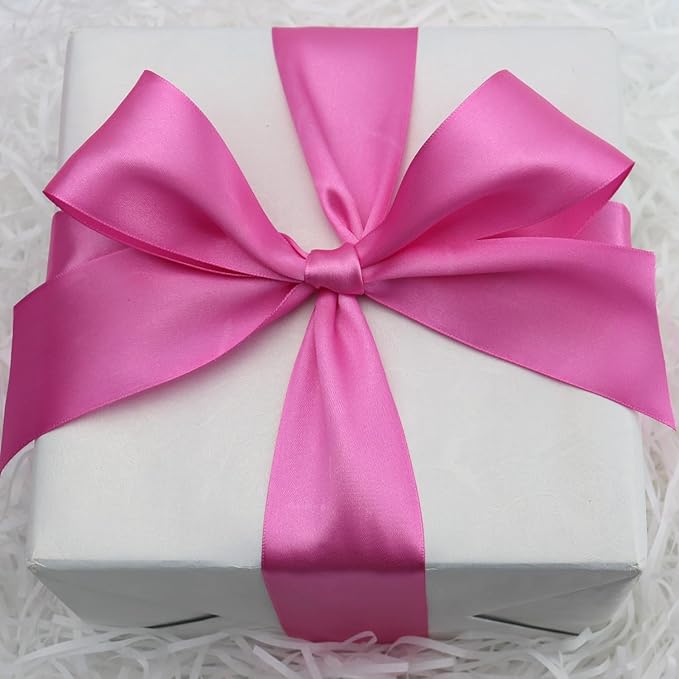 Hot Pink Solid Satin Ribbon 2 Inch 25 Yards Solid Polyester Fabric Ribbon for Gift Wrapping Wedding Christmas Baby Shower Birthday Party Decoration Handmade Immortal Flower Craft
