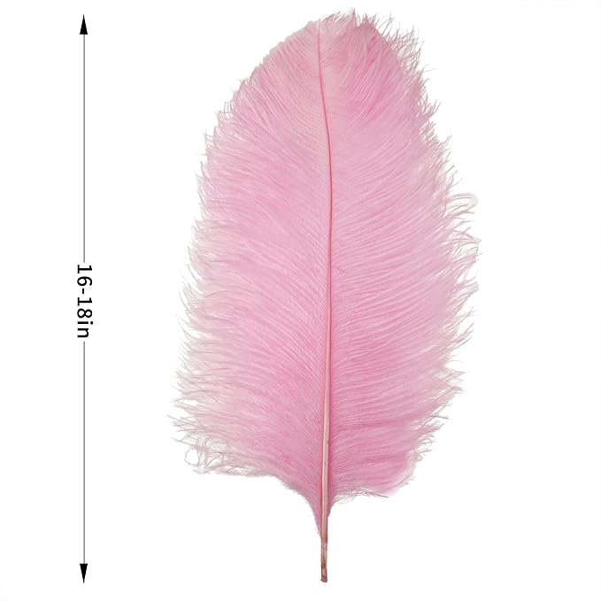 Larryhot Pink Long Ostrich Feathers - 16-18 inch 10pcs Feathers for Cfafts, Wedding Party Centerpieces and Home Decorations (Light Pink)