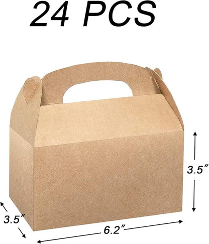 Xxcxpark 24 PCS Brown Kraft Gift Boxes 6.25x3.5x3.5, Decorative Party Favor Gift Packaging Box with Lid for DIY Crafting, Cube, Cupcake, Kraft Present Boxes for Birthday, Wedding, Anniversary