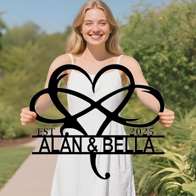 Personalized Valentine's Day Wedding Gifts For Couple, Custom Metal Signs Wall Art, Monogram Name Metal Signs For Home Decor, Customized Anniversary Christmas Housewarming Gifts For Him Her