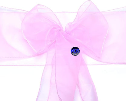 MDS Pack of 75 PCS Organza Chair Sashes Wider Dining Chair Bows Ribbon Tie Back for Wedding Party Birthday Bridal Shower Reception Event Banquet Home Chair Cover Decoration - Pink