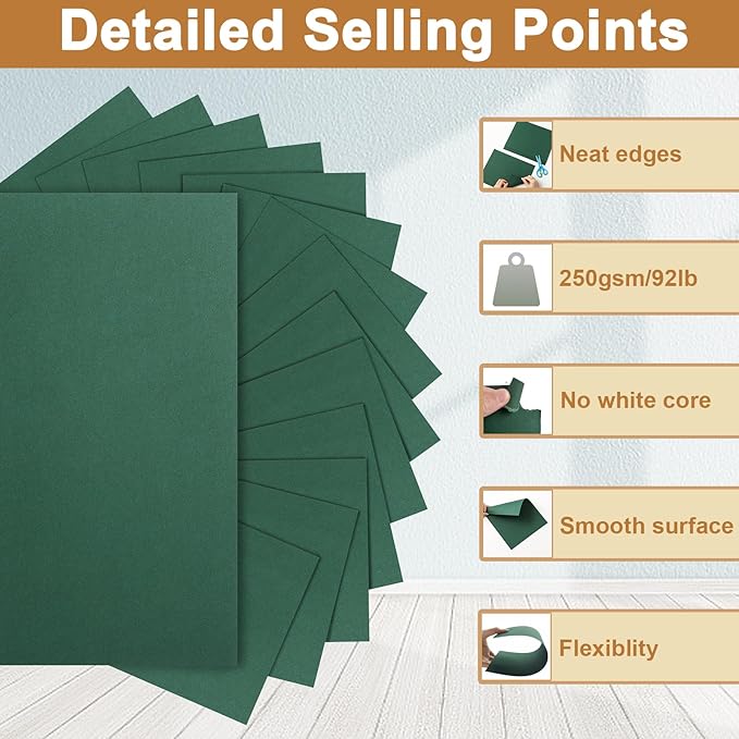 120 Sheets Dark Green Cardstock 8.5 x 11 Craft Paper, 92lb Christmas Green Card stock Printer Paper for DIY Cards, Wedding, Invitations, Birthday