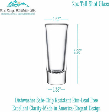 Custom Engraved 2 oz Shot Glass – Personalized Etching – Groomsman & Bridesmaid Gift – Wedding Favor Shot Glasses Set of Six