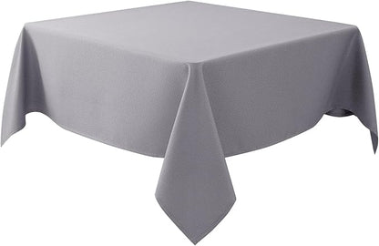 Biscaynebay Textured Fabric Square Tablecloths 60"x60", Silver Grey Water Resistant Table Cloth Small Card Folding Table Covers Linen for Dining, Kitchen, Wedding & Parties, etc. Machine Washable