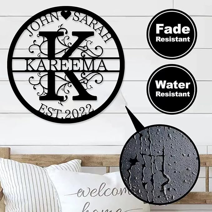 Personalized Last Name Metal Signs - Custom Metal Signs - Split Letter Monogram - Family Sign- Wall Art - Outdoor Wall Decor - Housewarming Gift for Couple - Personalized Wedding Gift