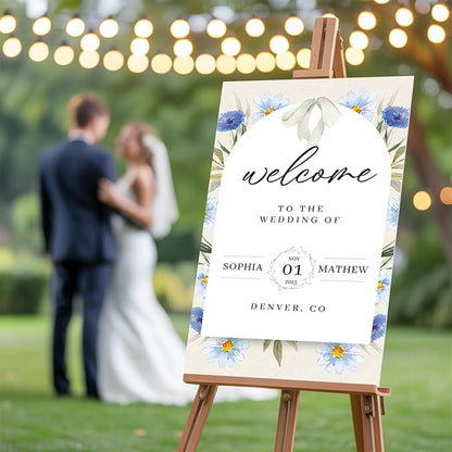 Customized Weddings Poster Signs for Bride & Groom, Personalized Wedding Welcome Sign, Gifts for Weddings, Anniversary, Bridal Party, Custom Reception Canvas/Wooden Sign for Ceremony