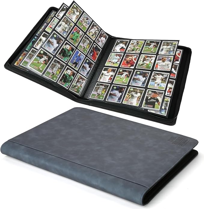 Premium Ringless Trading Card Binder - 1024 Capacity, 16 Side-Loading Pockets per Page, Archival Quality Protection & Anti-Slip Spine for TCG, MTG, Sports Cards (Blue)
