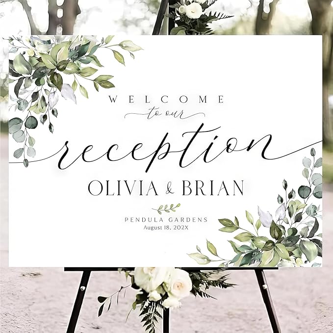 Personalized Wedding Welcome Sign, Welcome To Our Wedding Sign, Reception Welcome Sign, Wedding Reception Sign, Wedding Welcome Sign, Wedding Reception Decor, Greenery Wedding Sign, #1
