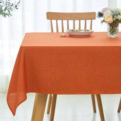 maxmill Linen Textured Rectangular Tablecloth Water Resistance Antiwrinkle Spillproof Fall Table Cloth for Dining Room, Thanksgiving Party Holiday Dinner, Halloween Tablecloths, 60 x 108 Inch, Rust