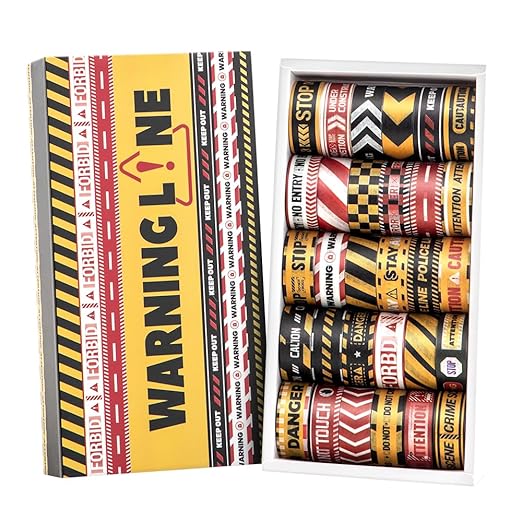 30 Rolls Warning line Theme Washi Tape Set, Writable Decorative Tapes for Scrapbooking, Bible Journaling, Bullet Journaling, 0.6"x79" per Roll