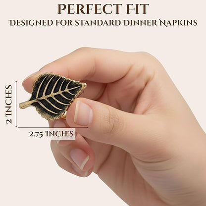 Set of 12 Rooster Napkin Rings for Farmhouse Decor | Premium Metal Leaf Dinnerware Napkin Holders | Thanksgiving, Christmas, and Easter Table Setting (Antique Gold) - ALPHA Living HOME