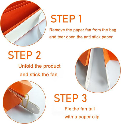Orange Birthday Party Decorations,DIY Orange Paper Fans Hanging Decoration,8in Halloween Paper Fans,Halloween Decor,Fox Birthday Decorations Events Accessories 30 Color DIY Set (Orange)