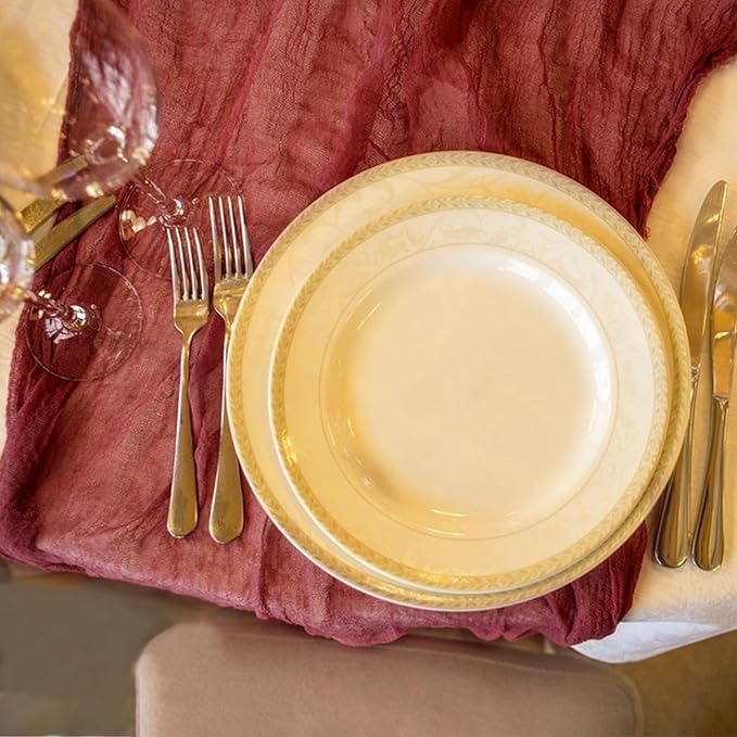 2 Pack Cheesecloth Table Runner 10Ft Christmas Gauze Boho Table Runners for Wedding Decor Bridal Shower Decorations Baby Shower Party(35" x 120")