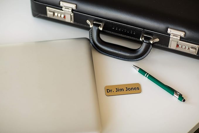 Custom Engraved Name Tag Badges – Personalized Identification with Pin or Magnetic Backing, 1 Inch x 3 Inches, Black/White