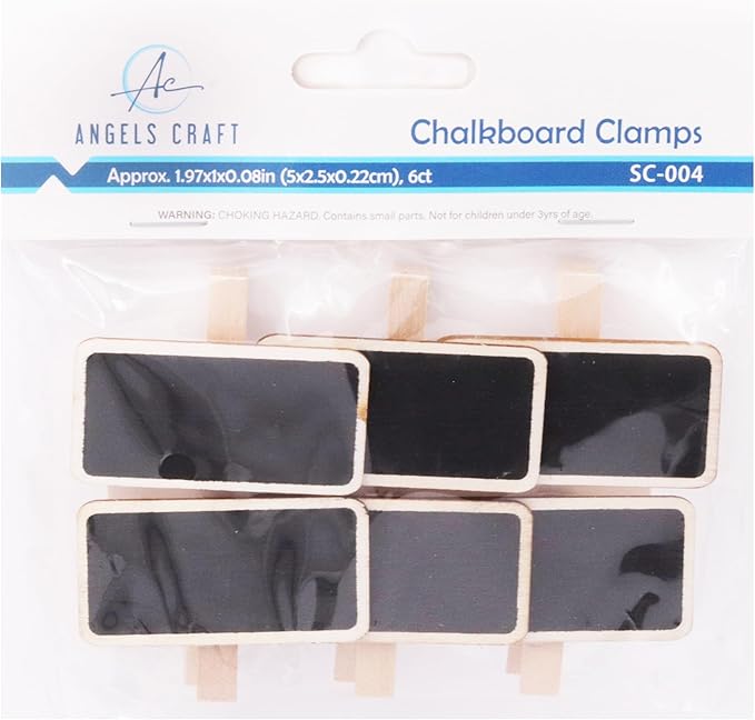 72 Count Chalkboard Signs Clips - Rectangle Wood Framed 2" x 1.5" Wooden Blackboard for Crafts, Home Decor, and Organization, Perfect for Special Occasions and Events Decoration