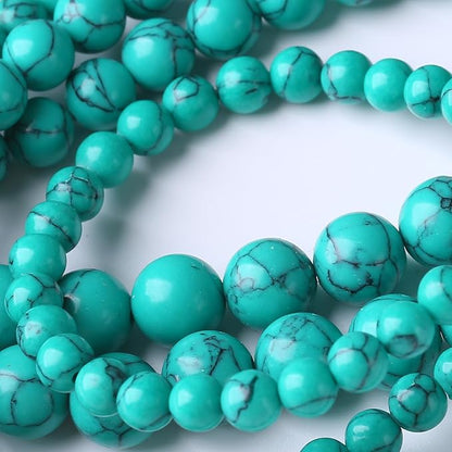 Natural Turquoise Stone Beads Gemstone Round Crystal Energy Jade Beads Stone Beads for Jewelry Making DIY Bracelet Necklace Jewelry Making 1 Strand 15.5inch 31PCS 12MM