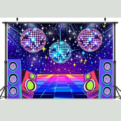 Disco Backdrop 7 x 5 ft Retro Glow Party 70s 80s 90s Theme Stage Dance Background Disco Party Decoration Disco Ball Banner Dance PartyBackdrop for Birthday Party Prom Portrait Photo Props,Multi2