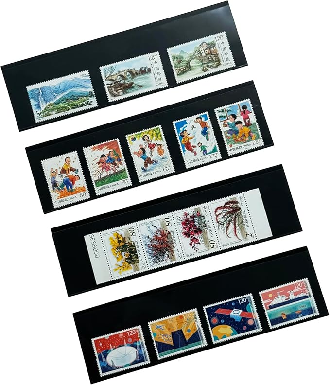 Philatelic Display Black Card Stamp Cover Stamp Collection Stamp Storage philatelic Album Stamps Collector Stamp Collecting Supplies Stamp Sleeves Stamp (1 Row Stamp Protective Cover 32 pcs)