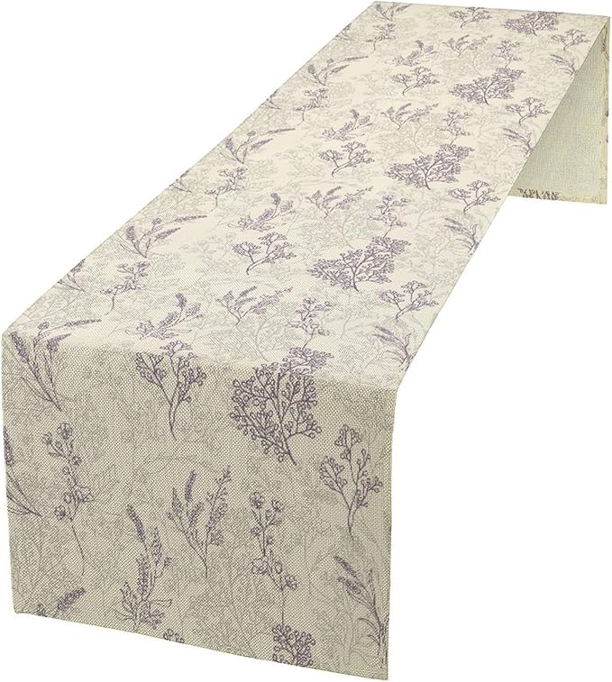 Purple Lavender Table Runner Vintage Watercolor Modern Kitchen Restaurant Decoration Suitable for Indoor and Outdoor Wedding Party Banquet Table Runner 13x70 Inch