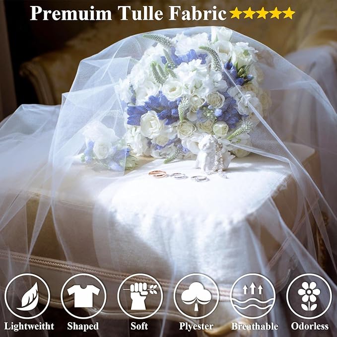 54" by 20 Yards Blue Tulle Fabric Rolls - Tutu Spool Bolt for DIY Wedding Decoration, Baby Shower Tutu Skirt, Gift Wrapping - Large Matte Tulle, Roll Packaging (Baby Blue)