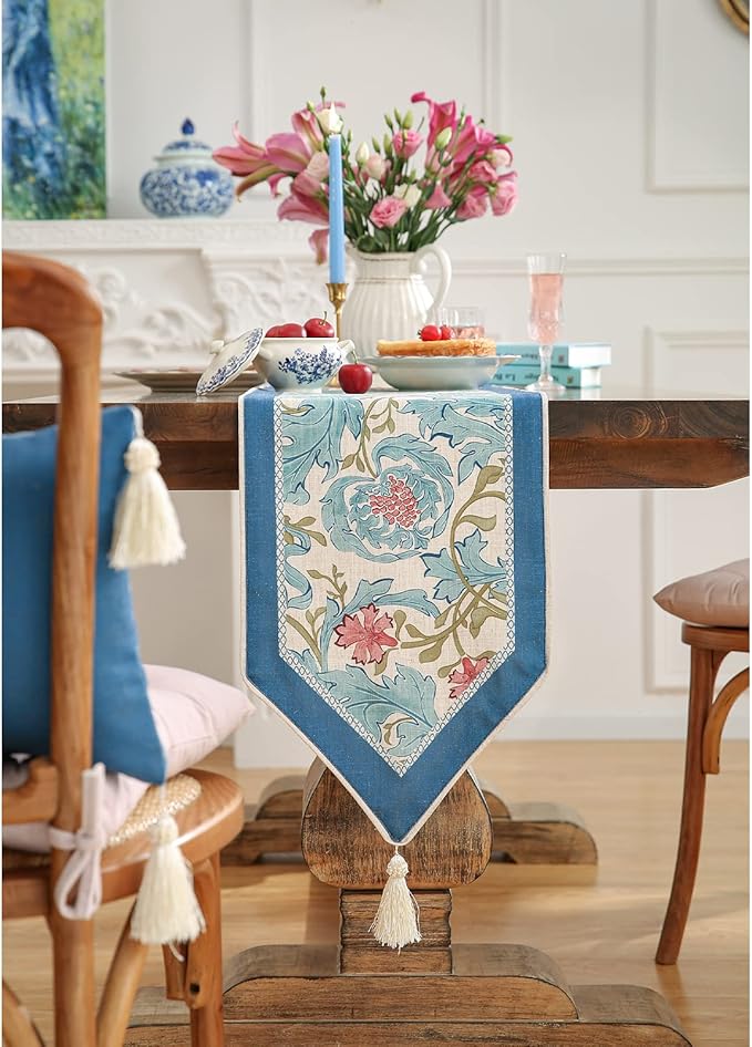 patdrea Linen Leopard Animal Table Runner Farmhouse for Home Kitchen Dining Decor Parties Family Dinners Christmas,12 x 102