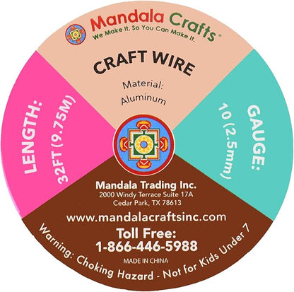 Mandala Crafts 10 Gauge Anodized Aluminum Craft Wire for Jewelry Making - 32 FT Colored Flexible Violet Wire - Bendable for Bonsai Armature Crafting Sculpting