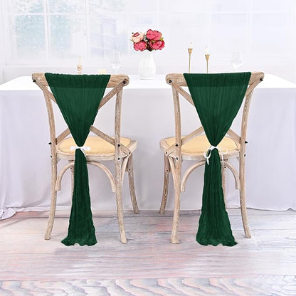 50 PCS Cheesecloth Chair Sashes Bows Wedding Aisle Decorations Chair Ribbon Ties Back Sash for Wedding Party Events Banquet Chair Cover Decoration (Emerald Green)