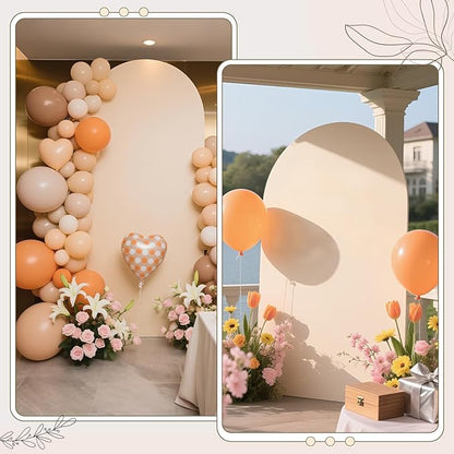 Ledido Wedding Arch Backdrop Cover 7.2FT Arch Covers Fitted Stretchy Spandex Round Top Stand Backdrop Cover for Wedding Banquet Ceremony Birthday Party Baby Shower Event Decoration,Beige