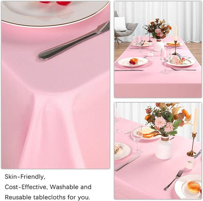 8 Pack Pink Tablecloth 60 x 126 Inch Rectangular Tablecloths for 8 Foot Rectangle Tables, Wrinkle Resistant Pink Table Cloth Washable Polyester Fabric Table Covers for Buffet Wedding Party Banquet
