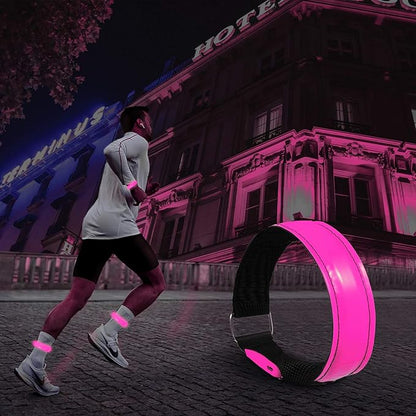 Rechargeable LED Armband for Running(2 Pack), Light Up LED Armband, High Visibility Reflective Running Gear for Night Safety, Running Lights for Running Walking Cycling