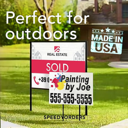 SPEEDYORDERS Custom Outdoor Metal Signs, Personalized Aluminum Signs, Customized Safety Signs, Metal Business Signs, Waterproof Outdoor Business Signs, White Aluminum (Green & White, 7x7 In)