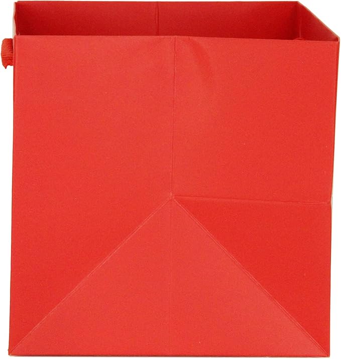 Red Paper Gift Bag Small Square Bottom Kraft Paper Bags with Handles for Wedding Baby Shower Birthday Party (Red, 8 x 8 x 8 in, 10 CT)