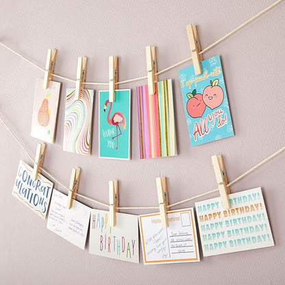 Juvale Wooden Clothespins & Hanging Clips - 100 Pack, 3.9x0.6x0.6in, Natural Wood, Modern - Heavy Duty Laundry Clips for Outdoor Clothesline - Clothespins for Crafts & Photo Displays