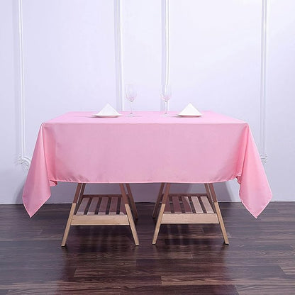 Efavormart 70" Premium Square Polyester Tablecloth for Wedding Kitchen Dining Events - Pink