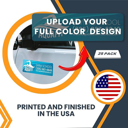 Magnet Me Up Custom 10x3 Inch Rectangle Magnet, 25 Pack, Customizable for Businesses, Personal Use, Choose Your Text, Upload Image, Magnetic Vinyl for Car and Any Magnetic Surface, Crafted in USA