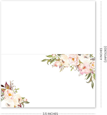 Hadley Designs 25 Pink Peony Floral Tent Table Place Card For Wedding Thanksgiving Christmas Catering Buffet Food Sign Paper Name Escort Card Folded Number Seat Assignment Setting Label Banquet Party