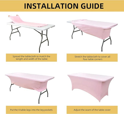 2-Pack 6ft Spandex Table Covers for Rectangle Standard Folding Tables - Wrinkle Resistant Stretch Tablecloths - Ultimate Fitted Table Protector for Parties, Trade Shows, Banquet