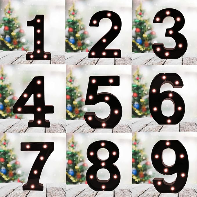 OYCBUZO Light Up Black Alphabet Marquee Number Sign LED Marquee Number Lights Sign for Night Light Home Bar Christmas Lamp Birthday Party Wedding Decoration 1