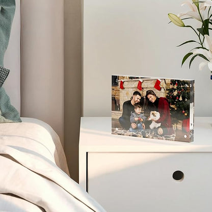 4x6 Acrylic Picture Frame 5 Pack, Clear Freestanding Double Sided Frameless Magnetic Photo Frames, Desktop Display Decor Gift