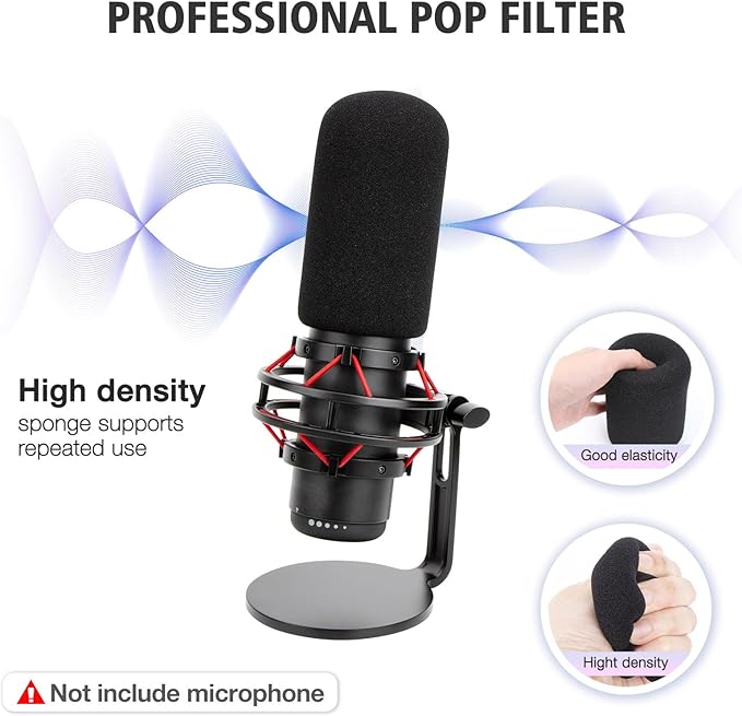 SUNMON HyperX QuadCast Boom Arm - Upgraded Red Boom Arm with Windscreen, Sound Insulation and Noise Reduction, HyperX QuadCast Microphone Arm with 3/8" to 5/8" Adapter
