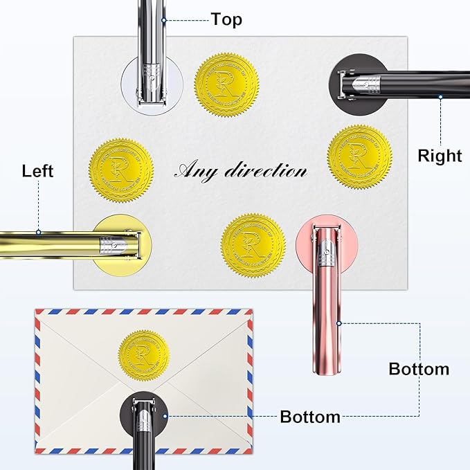Book Embosser Personalized Custom Embosser Stamp Your Own Text or Logo Design for Books Business Cards Paper Documents Notebooks etc.