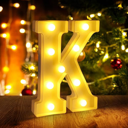 Light Up Letters K,LED Sign Marquee Letters 26 Alphabet for Party Birthday Name,Wedding,Christmas Decorations,Personalized Name Sign Letter for Centerpieces Table and Wall Decor