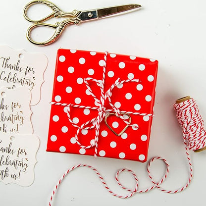 WRAPAHOLIC Reversible Wrapping Paper - Mini Roll - 17 Inch X 33 Feet - Red and Polka Dot Design for Birthday, Holiday, Wedding, Baby Shower