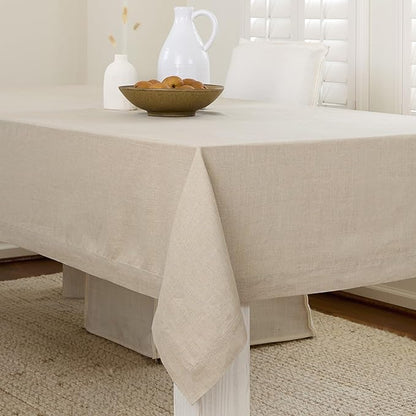 Solino Home Natural Linen Tablecloth 60 x 144 Inch - 100% Pure Linen Table Cloth for Rectangle Tables - Fete, Machine Washable Tablecloth for Fall, Autumn, Thanksgiving, Christmas, Holiday