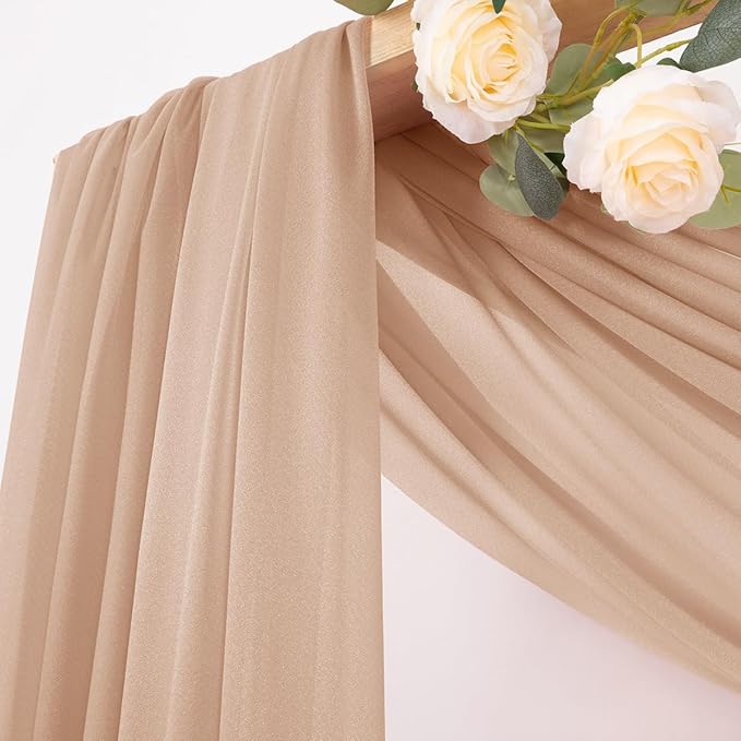 MLMC Nude Wedding Arch Draping Fabric 1 Panel 29" x 20 FT Extra Long Gauze Drapes Sheer Backdrop Curtains 6.6 Yards Outdoor Drapery Panels for Wedding Anniversary Ceiling Decoration