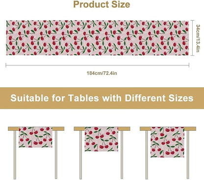 Cherry Table Runner,Spring Summer Fruit Table Runner for Kitchen Dining Table Home Party Decoration 13x72 Inch