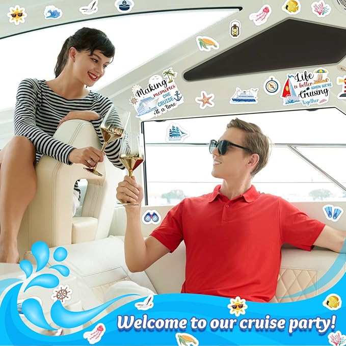 Cruise Door Decorations Magnetic, 27 Pcs Large Nautical Cruise Ship Magnets for Door Funny Carnival Sea Navigation Door Magnets for Door Decorations Fridge Car Cabin Party Supplies