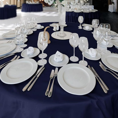 Fitable 6 Pack Navy Round Table Clothes - 90 Inches in Diameter - Stain Resistant and Washable Tablecloths, Polyester Fabric Table Covers for Wedding, Party, Banquet, Gathering