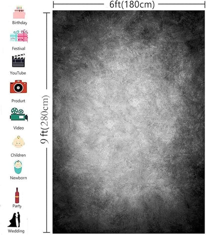 6x9ft Abstract Black Gray Portrait Photography Backdrops Photo Studio Prop Background for Children Adult