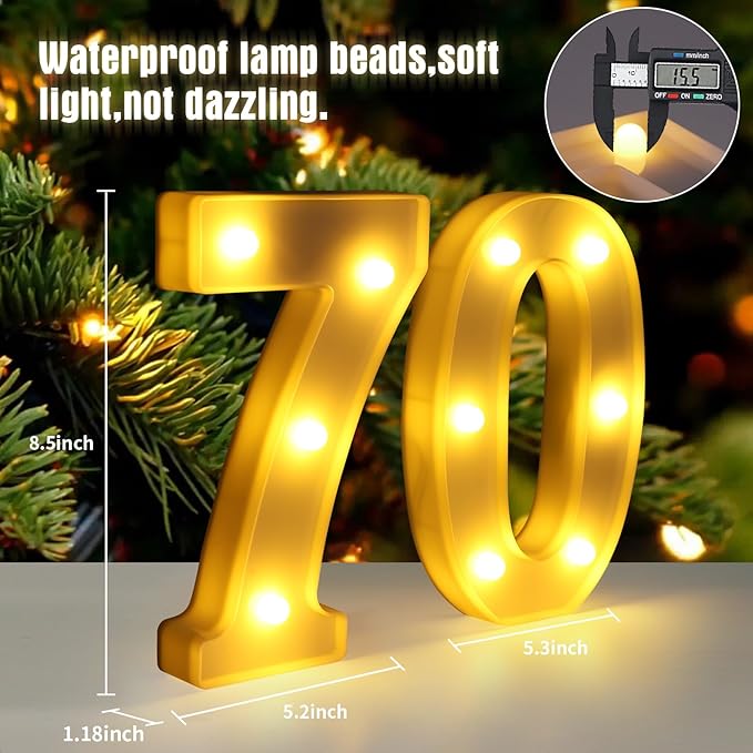70th Birthday Decorations for Women Men,Happy 70 Birthday Decorations for Centerpieces Table,70 Light Up Numbers Sign Led for Party Backdrop Wall Decor for 70s Party Decoration